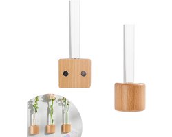 Titel: Wandvaas Magnetische Buis - Set van 2 - Transparant Plastic - Bloemenbuisjes 12,5 cm - Kantoor Slaapkamer Gang - Voor aan de Muur