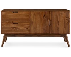 TIVOLI dressoir van dennenhout met 2 laden en 2 deuren, kastanjekleurig gelakt - grote afbeelding