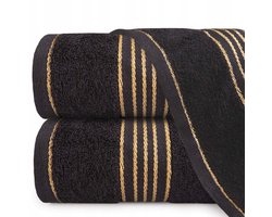 TIWANO Katoenen Handdoek 50x90cm Zwart Goud 500 g/m²