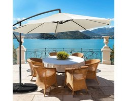 T&L Store® Parasol - Zwevend - Aluminium Paal - Bescherming tegen Zon en Regen - Hoek Verstelbaar - Kruisstand - 3m - Beige