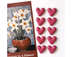 TLVX 10 stuks Diep Roze Hartjes Magneten 3D / Mooie Koelkastmagneten / Foto Magneet / Speel- & Leer Magneten / School/ Whiteboard / Pink Hearts / Valentijn / Kantoor / Notitie / Memo bord / Schoolbord / Magnetisch / Love You Kleur Magneetjes