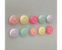 TLVX 10 stuks Vrolijke Smiley Magneten 3D / Leuke Koelkast Magneten / Foto magneet / Smileys Whiteboard magneten / Speel- en Leer Magneten / School / Boodschappenlijst / Notitie / Memo bord / Kantoor / Schoolbord / Magnetisch / Kleur Magneetjes