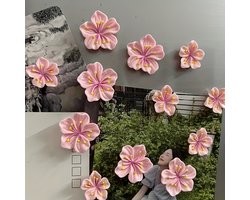 TLVX 12 stuks Leuke 3D Bloem Magneten / Mooie Koelkast Magneten / Foto Magneet / Vrolijke Speel- en Leer Magneten / School / Whiteboard / Decoratief / Boodschappenlijst / Notitie / Memo bord / Kantoor / Schoolbord / Magnetisch / Roze Magneetjes