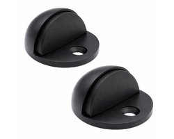 TLVX 2 stuks Sterke Deurstopper Zwart Rond – Deur Demper - Deurstop Soft - Metalen Garagestopper - Poortdeur Stopper Halfrond - Schuurdeur - Deurstopper Metaal & Demping – Stevig - Voor Binnen en Buiten en Binnenhuis - Inclusief Schroeven en 3M tape
