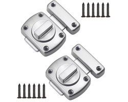 TLVX 2 stuks Sterke Draaislot Zilver incl. Schroeven – Deur Beveiligen – Badkamer – Toilet Vergrendelen – Veilig Poort Slot – Kastdeur – Deursloten – Deurbeslag – Tuindeur – Meubelslot – Schuur – Raam – Kast – Garage Beveiligen – Waterproof