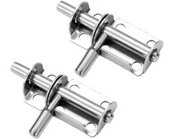 TLVX 2 stuks Sterke RVS Deurvergrendeling Zilver – Schuifslot – Toilet Vergrendelen – Poort slot – Deur Beveiligen – Kastdeur – Deurslot – Gesp – Deurbeugel – Tuindeur – Meubel – Schuur – Raam – Kast – Lade – Schuifdeur – Garage – Roestvrij Staal
