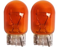 TLVX 2 stuks T20 7440 WY21W Origineel Oranje Halogeen Autolampen - Knipperlichten - Turn Signal Light – Richtingaanwijzers - Auto Verlichting – Gevarenlicht - Bayonet – Draaifitting – Draailamp - Oranje licht - 12V - (2 stuks)