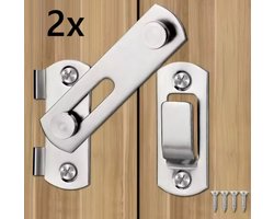 TLVX 2x Sterke Deur Vergrendeling Zilver Klein RVS – Poortslot – Deur Beveiligen – Kastdeur Vergrendelen – Deurslot – Gesp – Poort – Deurbeugel – Slot Tuindeur – Poort – Meubel – Schuur – Raam – Kast – Lade – Schuifdeur – Garage – Roestvrij Staal