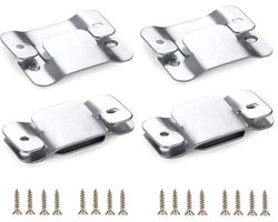 TLVX 4 Sets Sterke Meubel Klem Connector Zilver 9,5 x 4,5cm Groot / Bankstel Verbinden / Ophangsysteem Kast / Keukenkastjes / Fotolijst / Beugel Interlock / Muurhaken / Bevestiging Gesp / Montage Ophangbeugels / Demontabel / (8 stuks incl. Schroeven)
