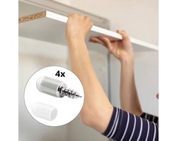 TLVX 4 stuks sterke Schroef + rubber / Plankdragers / Kastschroeven voor plank / Glas / Glazen plaathouder / 4x Zelf tappende Kruiskop schroef en 4x rubber antislip / Kledingkast plank drager / Kastplank houder / Plank steun schroeven met rubber