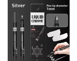 TLVX Chrome Marker Zilver / Permanente Chrome Stift Silver Glas / Rubber / Metaal / Papier / Kunststof / Permanente marker pen voor Auto / Motor / Scooter / Fiets / E-Bike / Fatbike / Hobby / Bandenstift / Tyre / Hoogglans Spiegel Chroom Waterdicht