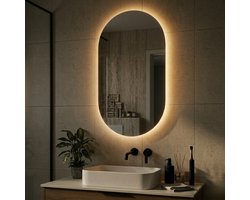 TM Loft Mirror - Badkamerspiegel met verlichting - Ovaal - 3 Licht standen - Anti-Condens - 50x90 cm