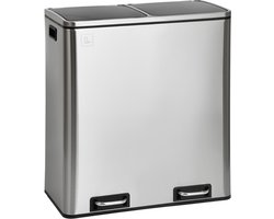 TM2X30 Pedaalemmer 60 liter - Afvalbak Afvalbak design afvalscheiding prullenbak keuken organisatie scheidingssysteem zilver