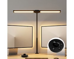 TM&DY Bureaulamp met Klem XL - 68 CM - Flexibel Verstelbaar - Draadloze Controller - Dimbaar - Led - Klemlamp - 2 Draaibare Lampenkoppen - 5 Kleur modi - 10 helderheidsniveau's