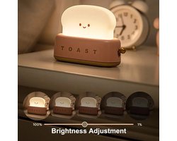 Toast Nachtlamp – Kinderkamer Lampje – Kindvriendelijk – USB Oplaadbaar – Draadloos Nachtlamp – Roze