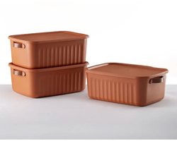 Tobeyz - Opbergbox - Opbergdoos - Opbergmand - 10L BPA-vrije Kunststof Opbergbox met Deksel – Nestelbaar en Stapelbaar – Ideaal voor Badkamer, Keuken en Speelgoedopslag – Baksteenrood