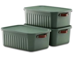 Tobeyz - Opbergbox - Opbergdoos - Opbergmand - 10L BPA-vrije Kunststof Opbergbox met Deksel – Nestelbaar en Stapelbaar – Ideaal voor Badkamer, Keuken en Speelgoedopslag – Groen