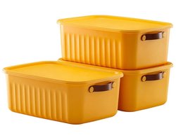 Tobeyz - Opbergbox - Opbergdoos - Opbergmand - 10L BPA-vrije Kunststof Opbergbox met Deksel – Nestelbaar en Stapelbaar – Ideaal voor Badkamer, Keuken en Speelgoedopslag – Geel