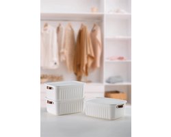 Tobeyz - Opbergbox - Opbergdoos - Opbergmand - 10L BPA-vrije Kunststof Opbergbox met Deksel – Nestelbaar en Stapelbaar – Ideaal voor Badkamer, Keuken en Speelgoedopslag – Wit