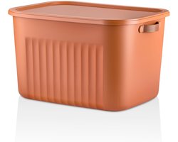 Tobeyz - Opbergbox - Opbergdoos - Opbergmand - 20L BPA-vrije Kunststof Opbergbox met Deksel - Nestelbaar en Stapelbaar - Ideaal voor Badkamer, Keuken en Speelgoedopslag - Baksteenrood