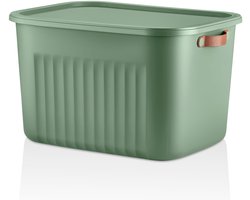Tobeyz - Opbergbox - Opbergdoos - Opbergmand - 20L BPA-vrije Kunststof Opbergbox met Deksel - Nestelbaar en Stapelbaar - Ideaal voor Badkamer, Keuken en Speelgoedopslag - Groen