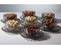 Tobeyz - Set van 6 schaaltjes - Glazen schalen - Kommetjes, serveer schaaltjes - glas - Voor Nootjes, Dessert, Salade, Snacks, Hapjes, Fruit