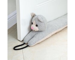 Tochtstopper Dier - Windstopper Deur - Huis Warm Houden - Verzwaarde Vulling - 122cm - Grijze Kat