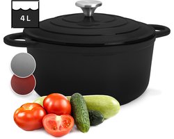 Toci Gietijzeren Braadpan Voor Inductie, 4L Geëmailleerde Braadpan Met Deksel, Braadpan Klein Ovenvast, Gietijzeren Braadpan Voor Oven, Vaatwasmachinebestendige Geëmailleerde Pan, Nederlandse Oven