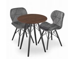 TODI 60 essen ronde tafelset + 2 LAGO grijze stoelen