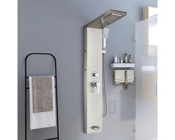 Toersysteem van het douchepaneel, LED-regeneffect cascade douchepom, bad met massagestralen met groot oppervlak, roestvrijstalen douchekolom voor badkamer, nikkel geborsteld