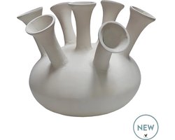 Toetervaas Amsterdam | 7 toeters | Metaal | Tulpenvaas | ivory | Ø43 x H33 cm | Vase the World