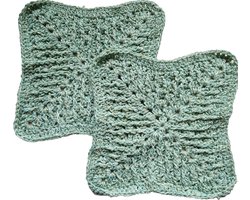Toetie & Zo Handgehaakte Pannenlappen - set van 2 stuks - Groen - Goud