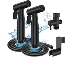 Toilet Bidet Sprayer – Handheld Spray Kit with Adjustable Pressure – Stainless Steel – Easy Installation (2-Pack, Matte Black)