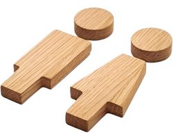 Toilet Deur Hanger - WC Bord - Aanduiding Deur - Zelfklevend Hout - 16.8 x 4.8 cm - Antiek Bruin
