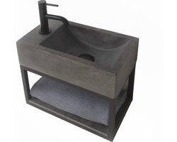 Toilet fontein - Onderstel - Beton - Donker grijs - 40x23x11cm - Indonesisch - Design