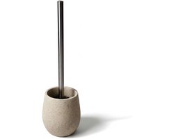 Toiletborstel Houder - WC Borstel - Badkamer Hygiëne - Steen Vorm - 37 cm Hoog - Zandkleur