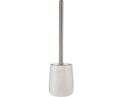 Toiletborstel Houder - WC Reiniger Set - Badkamer Hygiëne - Marmer Look - 139 kg - Wit