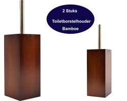 Toiletborstel hout 8mm dik 2 stuks - toiletborstels- WC Bamboe licht kleur- Toiletborstelhouder met WC-Borstelhouder - Houten Borstelhouder