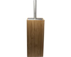 Toiletborstel met bruine houder - bamboe - 34 cm - Wc-borstel