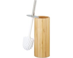 toiletborstel met houder - bamboe - 37,5 x 10,5 cm - vrijstaand - rond