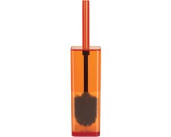 Toiletborstel met Houder – Transparante WC-Borstelhouder in Oranje met Zwarte Borstelkop – Hygiënische WC-Borstel met Houder