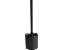 Toiletborstel met Houder - WC Borstel Set - Badkamer Reinigen - Glazen Binnenhouder - 365 cm hoog - Zwart