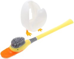 Toiletborstel - Toiletborstel Siliconen met Houder - -Duikende Eend Toiletborstel - WC Borstel Vrijstaand en Hangend - Sneldrogend - Hygiënisch - Antibacteriële Werking - Duik eend - geel
