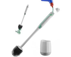 Toiletborstel van silicone, wc-borstel vulbaar met wc-reiniger, wc-borstel met reinigingsmiddel met wandhouder, zonder boren