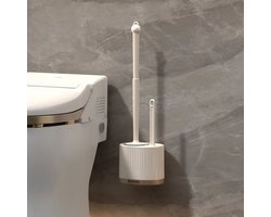 Toiletborstel voor huishoudelijk gebruik, wandgemonteerde toiletborstel, licht, luxe toiletborstelhouder, badkamerreinigingsgereedschap, badkamerbenodigdheden (crèmekleur)