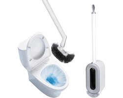 Toiletborstel Wandhouder met Adhesieve Bevestiging en Afvoer - Grijze Toiletborstel Set voor Badkamer en Toilet