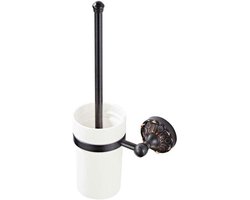 Toiletborstelhouder - Badkamer Accessoire - Hygiënisch Houden - Wandmontage - Keramische Beker - Zwart Brons