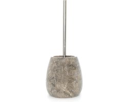 Toiletborstelhouder grijs 15 cm - toiletborstelgarnituur van steen incl. borstel