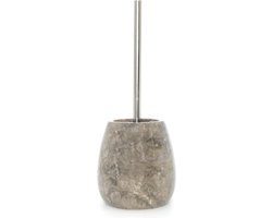 Toiletborstelhouder Marmer - Toiletgarnituur Steen - Badkamer Organisatie - Gepolijste Afwerking - 15 cm Diameter - Grijs