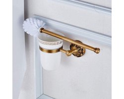 Toiletborstelhouder - WC borstel - Badkamer Organisatie - Antiek bronzen afwerking - Wandmontage - Brons